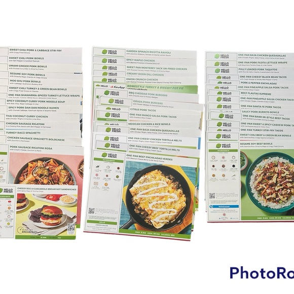 HelloFresh Other - 45 HelloFresh recipe cards - no repeats! Chicken burgers tacos pasta ramen